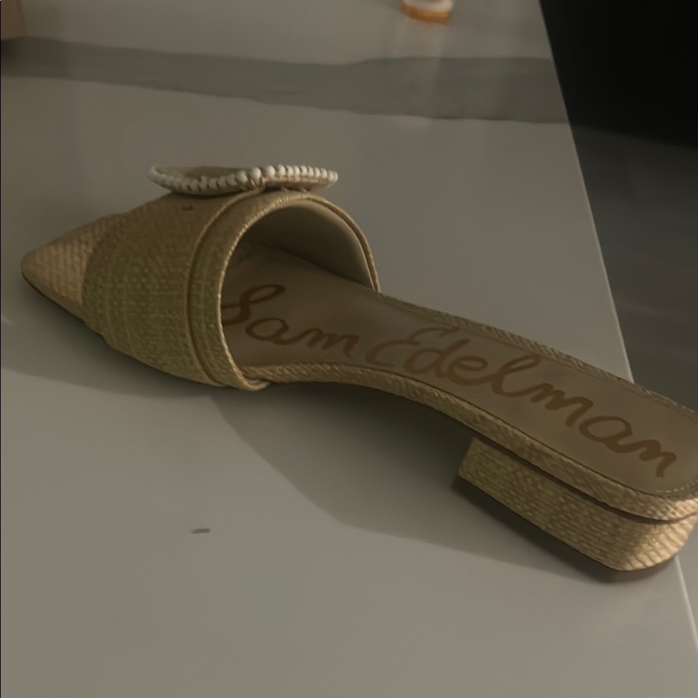 Sam Edelman Cream Mules Sleek Suede Comfort